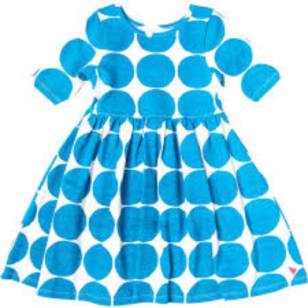Pink Chicken Polka Dot Knit Skater Dress Blue white size 2T